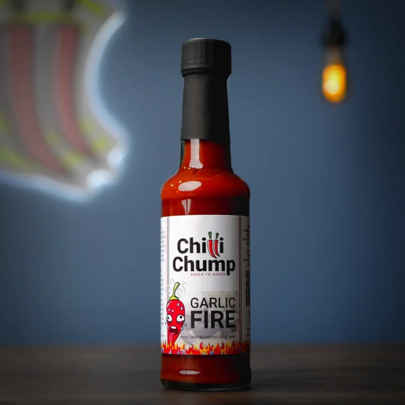 ChilliChump Garlic Fire hot sauce in a 150ml bottle