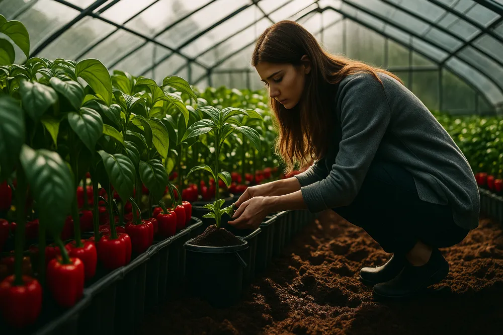 Transplanting Pepper Seedlings Successfully 8 Transplanting Pepper Seedlings - watering - Proc