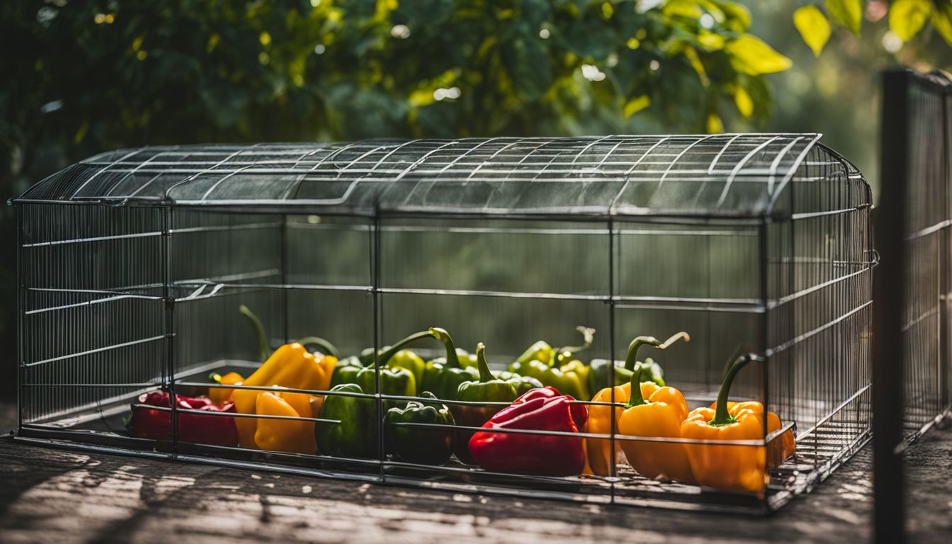 Isolate Chili Pepper Seeds for Seed Saving - methods - caged peppers