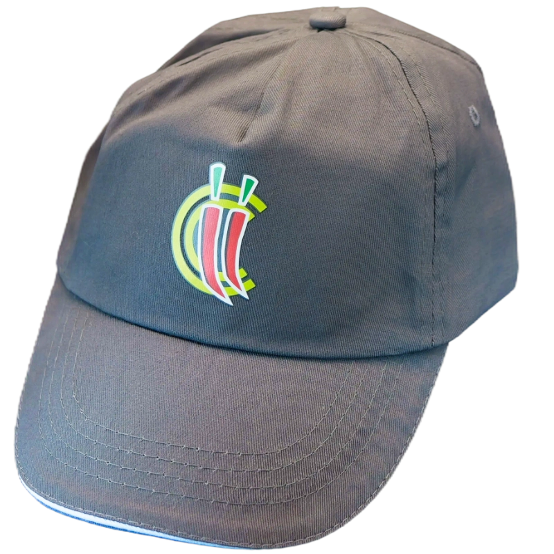 grey 5 panel cap with chillichump branding