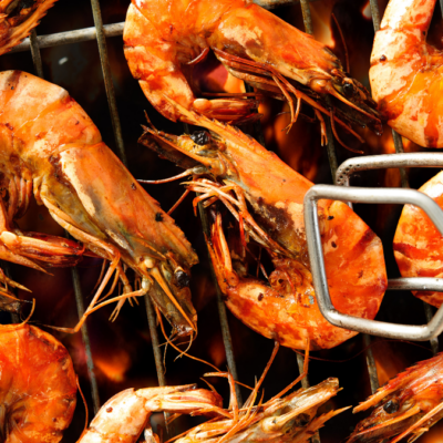 Piri piri prawns on the grill