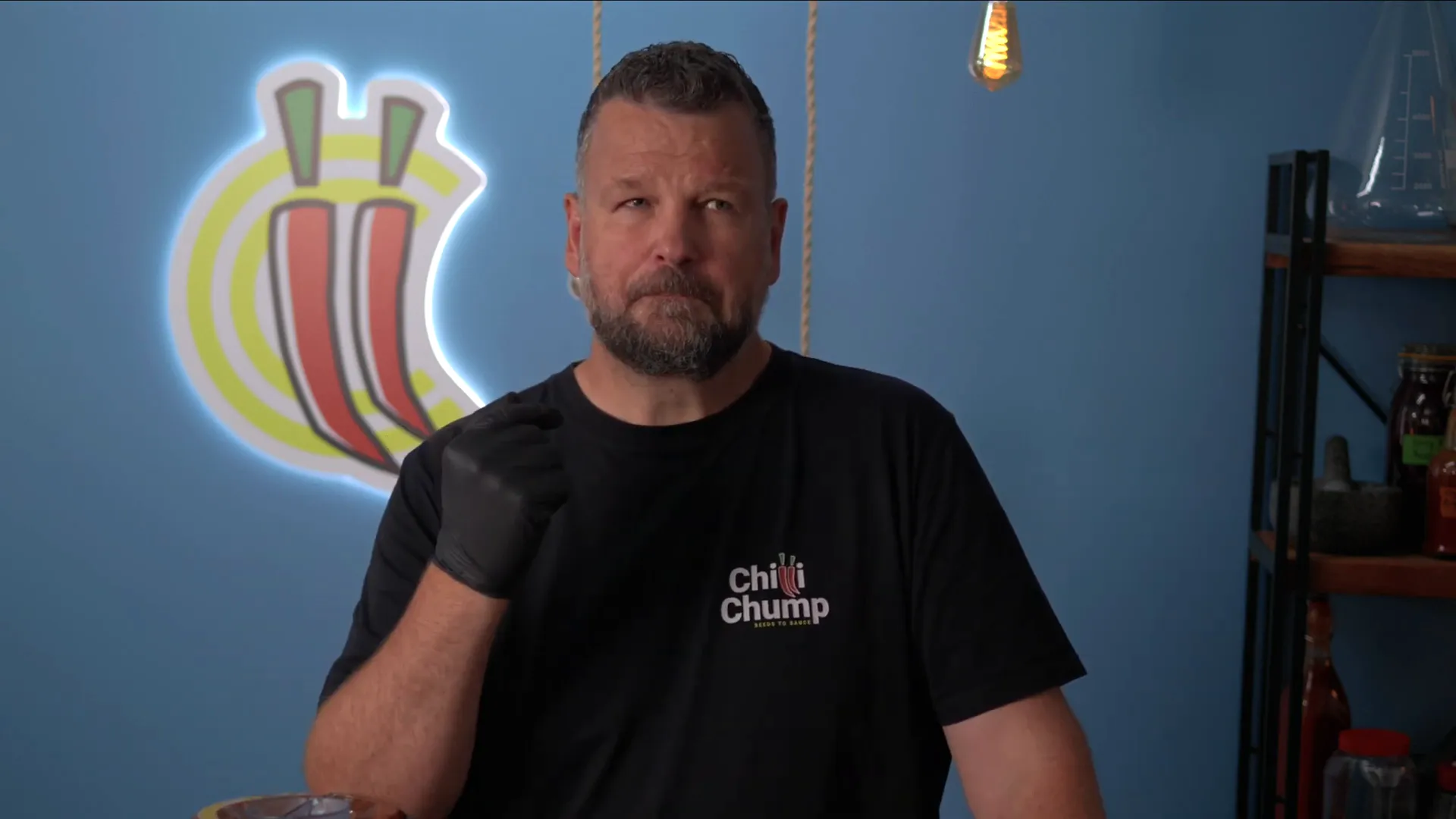 Tasting the hot sauce with a fiery reaction