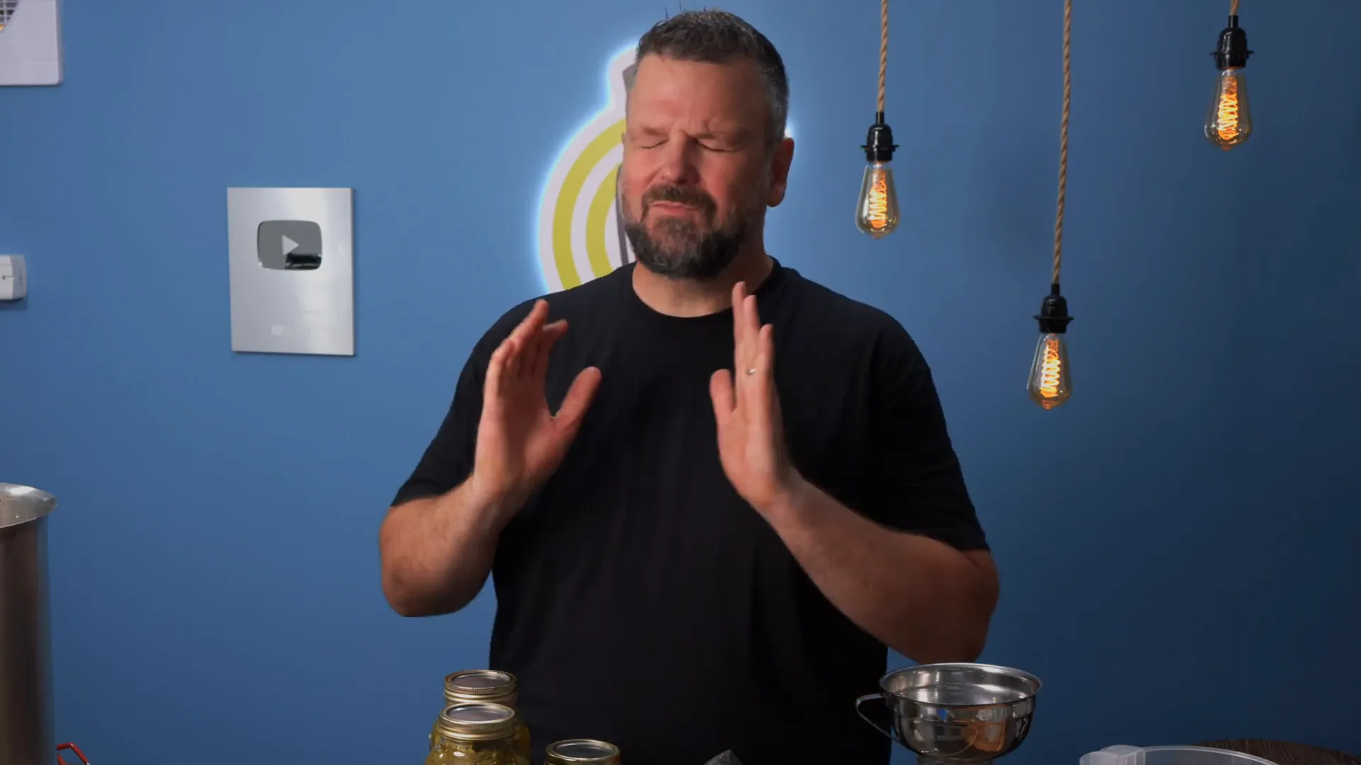 Taste testing the spicy pickled jalapeños